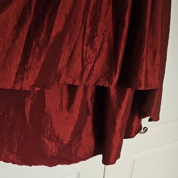 Revamped Burgundy Maxi High Low Skirt with Tie Front - Picture 5 of 16